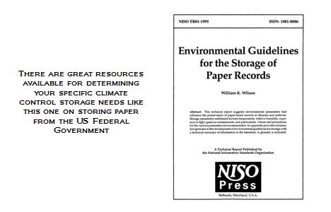 Guides are available to determine proper climate control for paper in Pittsburgh storage